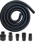 10 Foot Dust Collection Hose Kit With Five Threaded Adapters For Power Tools And Workshop Vacuums, coiled hose and adapters