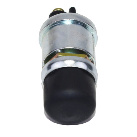 Momentary Push Button Start Switch With Neoprene Cap And Panel Mount Fits Five Eighth Inch Hole Screw Terminal Universal Black Beefed-Up Automotive Start Button For Cars Trucks And Jeeps, front view