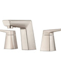 Front view of Arkitek Two Handle 8 Inch Widespread Bathroom Faucet in Brushed Nickel, Dope Water Saver Model With Pforever Seal