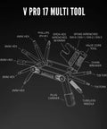 Diagram of V Pro 17 One Stop Bicycle Repair Tool Kit With Anti Corrosion Vanadium Bits Hex 2 3 4 5 6 Mm Cross Head Torx T10 T25.