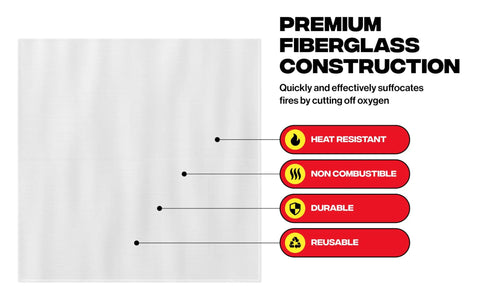 All In One Fire Safety Kit With Four Kitchen Fire Blankets, fiberglass material features heat resistance and durability