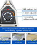 No Fuss Plug And Play Impulse Heat Sealer Featuring 8 Inch Seal Bar, adjustable temperature dial and LED indicator.