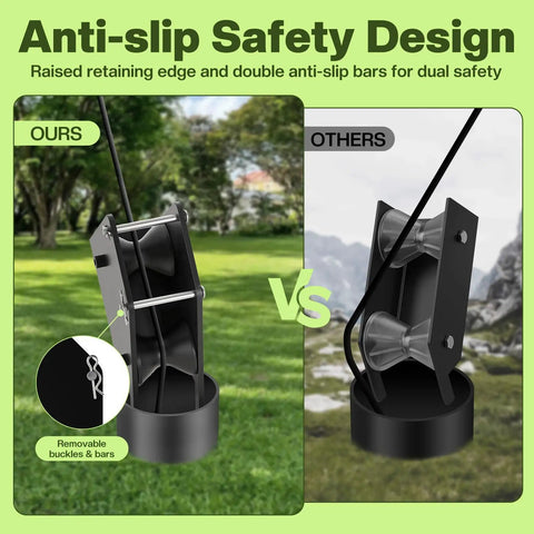 Pro Grade Well Pump Puller with POM roller featuring anti-slip safety design and removable side rails for secure use outdoors