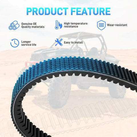 Heavy Duty No Clutch Recalibration CVT Drive Belt For Ranger XP 900 Crew Fits 2013 To 2020 Models profile view with texture detail