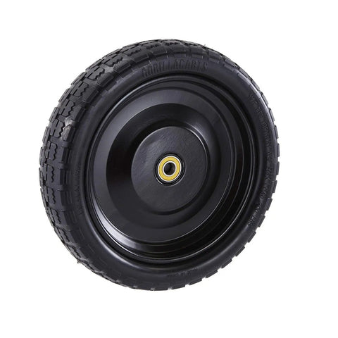Side view of Four Pack 13 Inch No Flat Replacement Tires For Lawn Wagons And Hand Trucks, Solid Polyurethane, with 2.16 Inch Hub.