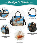 Desert Cooler Lunch Bag With Insulated Tote featuring front pocket, comfort handle, stretch pockets, and removable shoulder strap.