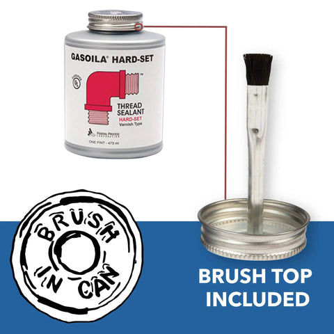 Hard Setting Permanent Thread Sealant With Fast Dry Red Varnish For PVC Metal Rubber Wood And More Heavy Duty Leak Proof Seal In A Brush In Cap Applicator BT04 One Quarter Pint Can with brush top
