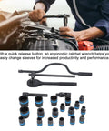 HFLubynox CRV 35K Steel Metric Socket Set With 24 Pieces Ranging From 8 To 32mm Includes Quick Release Reversible Ratchet And Extension for car repair