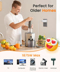 Man in kitchen with juicer, wall outlet showing Two Prong To Three Prong Outlet Adapter Extender For Japan Travel And Home 3 AC Outlets