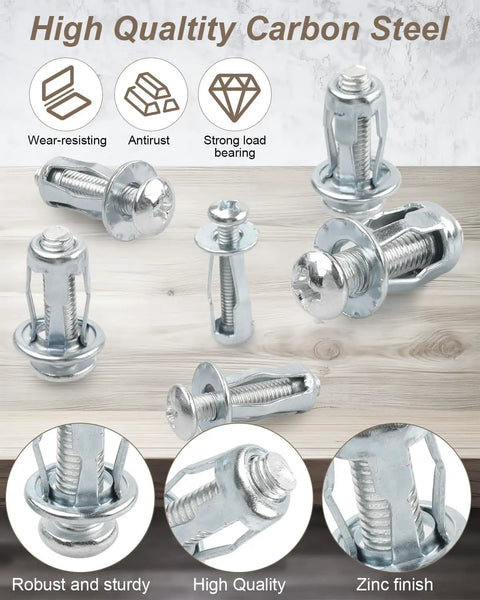 Top Notch Heavy Duty Expansion Screw Kit Featuring 40 Pcs M4 M5 M6 M8 Petal And Jack Nuts For Badass Rig Mods with carbon steel expansion bolts.