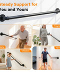 Rock Solid 3 Foot Adjustable Pipe Handrail For Indoor Outdoor Stairs Heavy Duty Wall Mounted Metal Safety Grab Bar Supporting 440 Lbs With No Sweat Setup For Bathrooms And Porches aiding elderly, children, pregnant, and injured individuals.