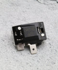 2X 15 Ohm Refrigerator Start Relay 2 Pin PTC for Mini Fridges and Compact Freezers, black component on grey background
