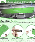 Effortlessly Rip Striped Or Snapped Exhaust Bolts In Record Time With This Heavy Duty Template Kit Purpose Built For Dodge 5.7L Hemi Engines Delivers Smooth Extraction With Zero Drama For Heads - green drill template for exhaust manifold removal.