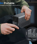 Person placing Adjustable Bench Power Supply With 32V 10A Output Intelligent Charging Mode into a bag, showcasing portability.