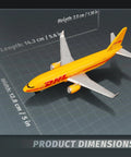 1/400 Scale DHL757 Airplane Model For Collectors And Displays Dope Die Cast Alloy Mini Aircraft With Dimensions Shown
