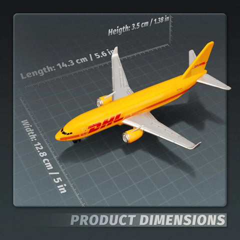 1/400 Scale DHL757 Airplane Model For Collectors And Displays Dope Die Cast Alloy Mini Aircraft With Dimensions Shown