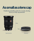Repurposed Disposable Camera Inspired Mirrorless Pancake Lens For Sony E Mount 32mm Focal Length With Fixed F11 Aperture shown smaller than typical lens.