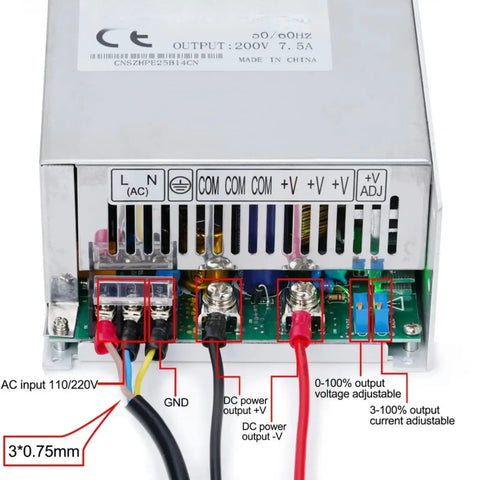 Industrial Adjustable Power Supply 110 220V AC DC Input Switch, 0 To 100V DC Output, 600W Max, Wide Voltage Range For Lab Electronics DIY Prototyping Built Tough For Long Run Reliability And Safe High Voltage Switching, rear terminals