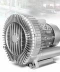 Vaxyor Industrial High Pressure Vortex Ring Blower Machine For Aeration Ventilation And Dust Collection, silver finish, compact design.