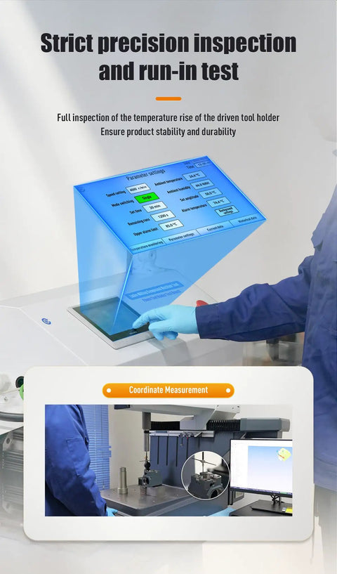 Precision inspection setup for 0 Degree External Clamping Driven Tool Holder for CNC Lathe with ER32, ensuring durability.
