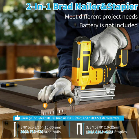 Pro Level Cordless Brad Nailer And Staple Gun Set Built With Brushless Motor For Woodworking And Home Remodeling Loads Up With 1000 Fasteners To Knock Out Tough Diy Projects Like A Badass Straight Shooter