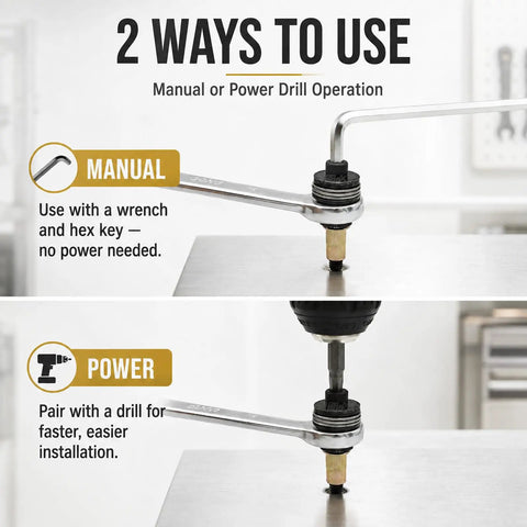 Multi Size Rivet Nut Tool Kit M3 To M12 With Matching Rivet Nuts For Metal Sheets And Aluminum Panels Auto Repair Ready Threaded Inserts For Steel Aluminum Frames And Brackets DIY Projects, manual or drill use
