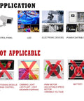 Image showing applicable and not applicable uses for Beefy 24V 25A 600W DC Power Supply Adapter SMPS, including control panels and LEDs.