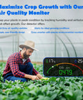 Farmer using All In One Air Quality Monitor With Smartphone App Dual Chip Detects CO2 PM25 HCHO TVOC And PM10 Real Time Alerts