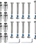 Pro Inline Skate Repair Kit 30 Piece Set With 6mm Aluminum Axles Stepped Bearing Spacers Axle Screws And Hex Wrenches Durable Silver Roller Skate Hardware For 6mm Axles Easy Install Long Lasting Performance components displayed