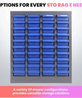 40 Drawer Metal Parts Storage Cabinet With Alloy Steel Frame And Removable ABS Bins for garage, workshop, or office supplies.