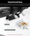 Medium Dovetail Clamp With Brass Screw Mount Plate shown with telescope guide scope and mounting bracket for secure attachment.