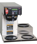 Dual Voltage Commercial 12 Cup Coffee Maker With Back To Back Brews Three Warmers Large 200 Oz Tank Programmable Brew Level And Temperature Cold Brew Lockout Grey Finish built for busy cafes and offices