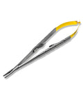 Castroviejo Micro Needle Suture Holder Driver with Tungsten Carbide Inserts and Gold Ends, 5.5-inch Straight Jaws, Pro Grade Instrument.