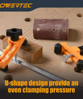 2 Pack Adjustable Mini Hold Down Clamps For T-Track Systems, Boss Level Clamp Action With Multi-Positionable U-Shape Design, Reinforced Plastic Bodies, And 1/4-20 Steel Bolts For Drill Press, Router Table, CNC Machine And More on T-track