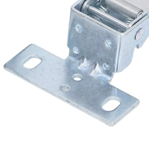 Heavy Duty Table Saw Flip Hinge with Rock Solid Electroplated Coating, showing metal hinge with spring mechanism.
