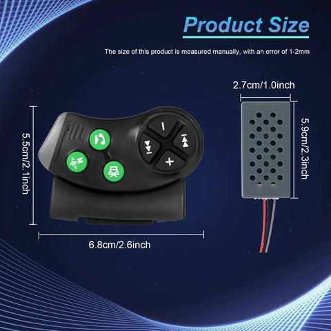 Product dimensions of Universal Bluetooth Steering Wheel Remote For Car Stereo With Hands Free Calls Music And Video