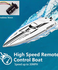 Massive 25 Inch RC Boat With Brushless Water Cooled Motor Reaches 30 MPH on blue water surface