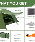 Ultralight 2 Person Backpacking Tent For Family Adventures Waterproof Three Season Camp Shelter with components displayed