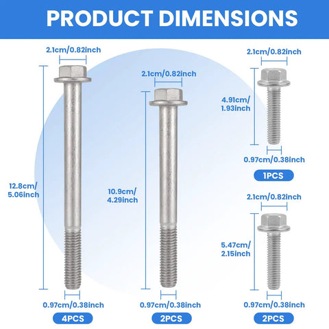 Top Shelf Dacromet Coated Alternator And Power Steering Bracket Bolts Kit Truck Grade Hardware dimensions for GM LS engines.