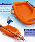 Spearfishing Float Buoy With Foldable Carbon Fiber Flagpole And D Ring Handles Built In Fish Measuring Ideal For Freediving Snorkeling Rescue And Underwater Sports Orange Red with fish chamber and gun holder