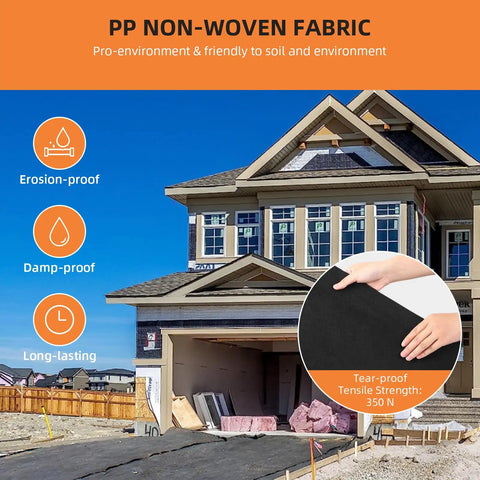 Heavy Duty Geotextile Fabric 6 Ft By 50 Ft Nonwoven PP Ground Stabilizer With 350N Tensile Strength used in driveway stabilization