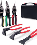 Six In One Sheet Metal Tool Set Pro Grade Heavy Duty Bending And Cutting Kit with three seamers and aviation tin snips, storage case