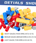 1200 Pcs Cold Shrink Insulated Electrical Wire Connectors Kit With Butt Ring Spade Fork Quick Disconnect Terminals In Red Blue Yellow