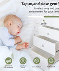 Sleeping baby next to open drawers, highlighting soft close 14 inch drawer slides full extension ball bearing runners for cabinets.