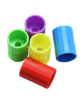 Kid Friendly Tornado Bottle Connector Kit 20 Pieces Plastic Vortex Tubes For Scientific Experiments Five Color Set Stimulates Physics Curiosity And Hands On Learning In Class Or At Home showing red, yellow, green, blue, and purple connectors