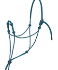 Silvertip Four Knot Rope Halter For Horses In Blue Black Hand Tied From Quarter Inch Cord Two Extra Noseband Knots