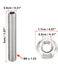 Heavy Duty Stainless Steel Exhaust Manifold Bolts And Studs Hardware Kit For Ford 4.6 Liter And 5.4 Liter V8 Engines featuring M8 x 1.25 bolt and nut.