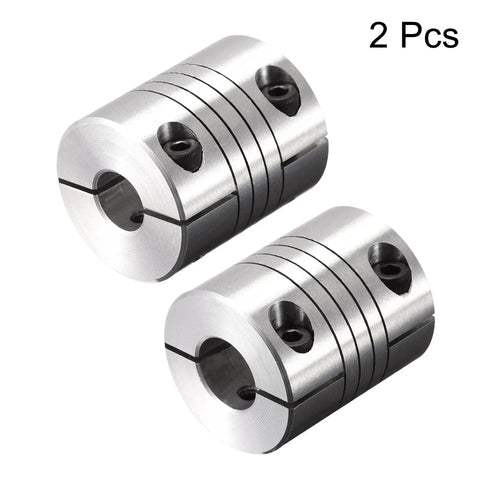 Heavy Duty Zero Backlash Spring Beam Coupler Connects 10Mm To 11Mm Shafts Hella Precise Aluminum Alloy two pieces close-up view.