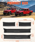 Door Sill Guards Kit For 2018 To 2025 Jeep Wrangler JL JLU And Gladiator JT 4 Door Black Rubber Protectors, 4 Piece Set dimensions