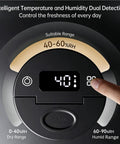 Smart Vacuum Coffee Canister For Beans Nuts And Tea 650 Ml Airtight food storage jar with digital temperature humidity display.